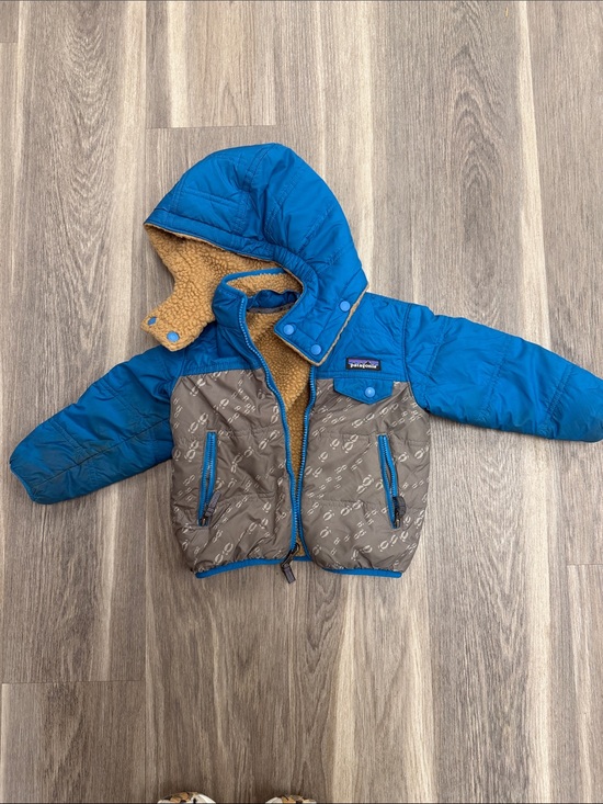 Patagonia Other - Patagonia Blue & Brown Hooded Kids Puffer Jacket